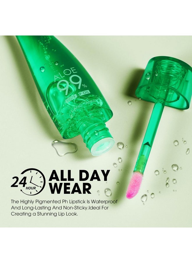 HOSAILY 2 Pcs Aloe Vera Color Changing Lipstick Lip Oil Tinted, Pink Magic PH Temperature Color Changing Lip Gloss, Long Lasting Nutritious Lip Balm Moisturizer Plumper Lip Care Lip Gloss