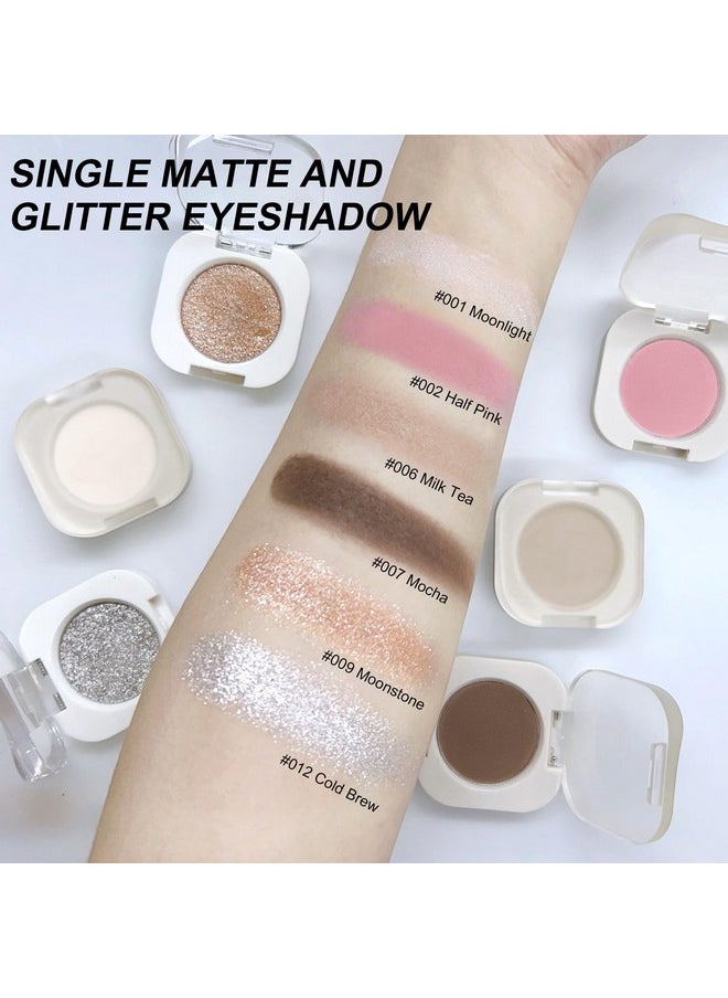 Jutqut Single Matte Eyeshadow, Off White Eye Shadow, Ultra-fine Lightweight Powder, Brightenning Primer Base Eyeshadow, High Pigment, Long Lasting, Multiuse Blendable Korean Eyes Makeup, Moonlight