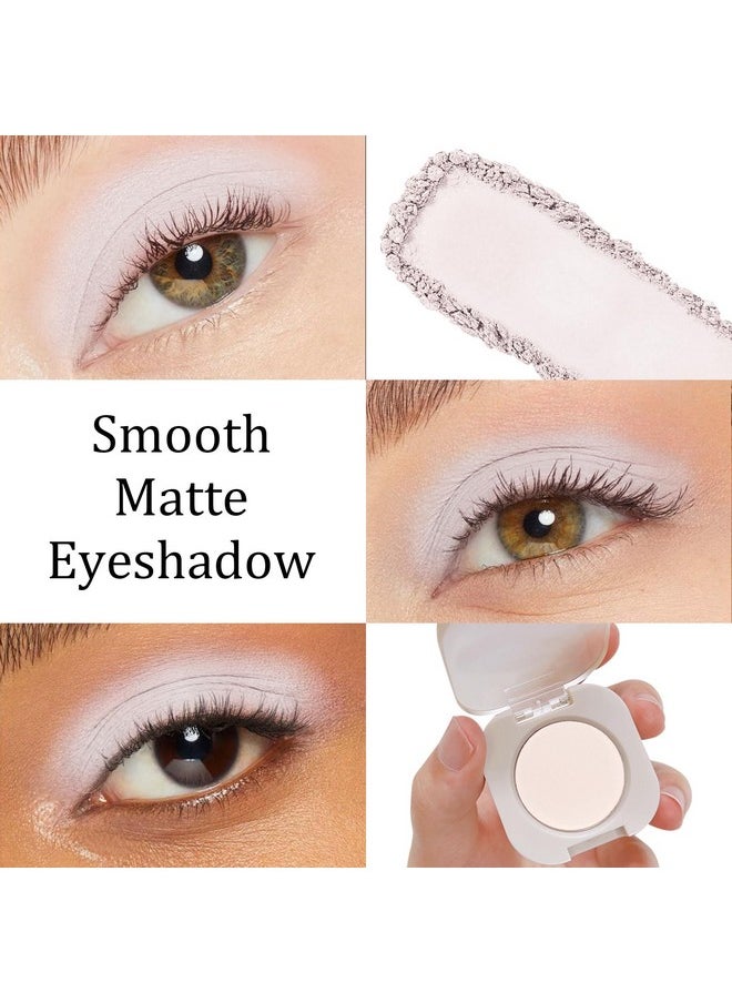 Jutqut Single Matte Eyeshadow, Off White Eye Shadow, Ultra-fine Lightweight Powder, Brightenning Primer Base Eyeshadow, High Pigment, Long Lasting, Multiuse Blendable Korean Eyes Makeup, Moonlight