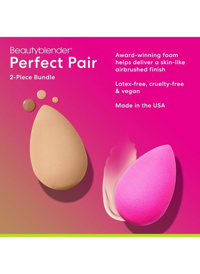Beautyblender® | Original Pink + Nude Beauty Blender 2-Piece Bundle for Blending Foundations, Powders, and Creams, Super-Soft Foam for Streak-Free Application, Made in the USA, Reusable, Washable