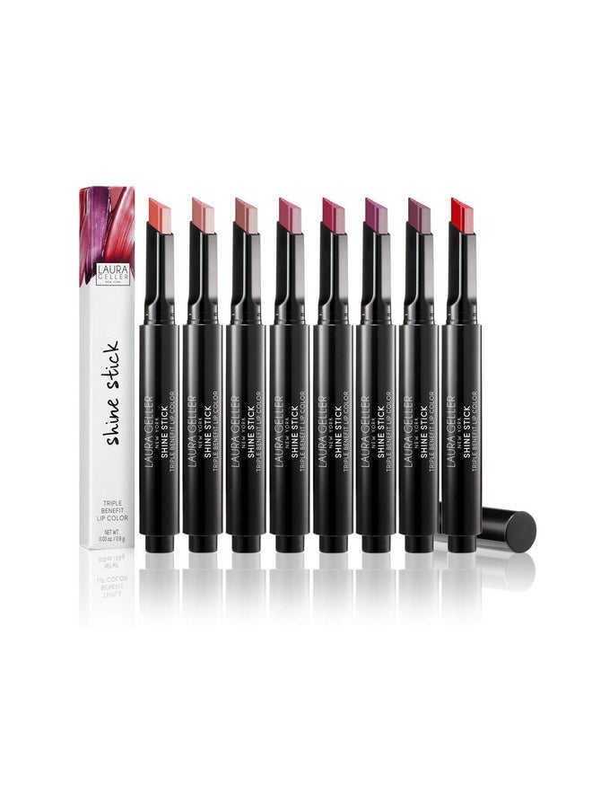 LAURA GELLER NEW YORK Shine Stick Triple-Benefit Lip Color with Lipstick, Lip Gloss and Lip Balm Effect - Long Lasting, Moisturizing, High Shine and Pigmented 3-in-1 Lip Color, Radian Red