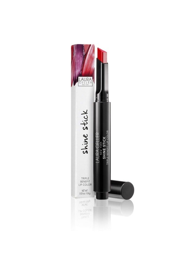 LAURA GELLER NEW YORK Shine Stick Triple-Benefit Lip Color with Lipstick, Lip Gloss and Lip Balm Effect - Long Lasting, Moisturizing, High Shine and Pigmented 3-in-1 Lip Color, Radian Red