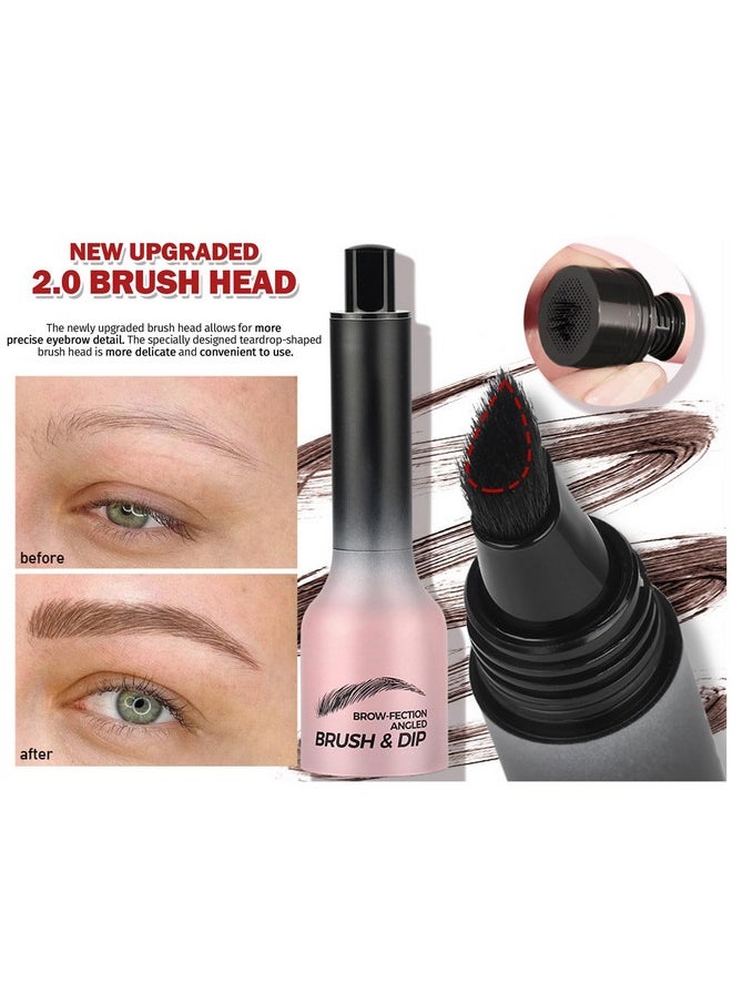 Brow-Fection Angled Brush & Dip Liquid Eyebrow Gel, Brow Lamination & Powder Pen, Eyebrow Hair Stroke Brush, Wild Eyebrow Pencil Waterproof Long Lasting Quick Drying (#02 Taupe)