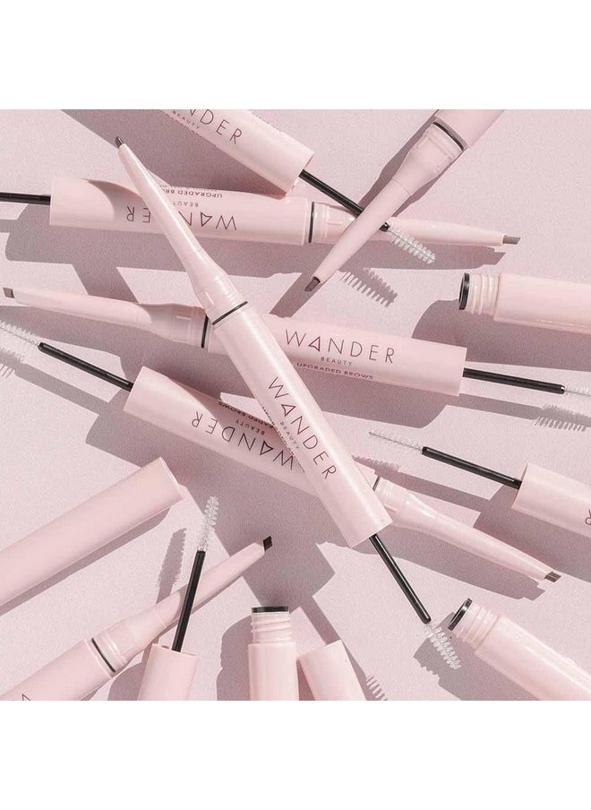 Wander Beauty Upgraded Brow Pencil & Eye Brow Gel - Medium Brown - 2 in 1 Eye Brow Makeup With Castor Oil, Peptides & Panthenol - Two-Sided Brow Filler, Definer, & Lifter for Fuller Brows - 0.05 fl oz