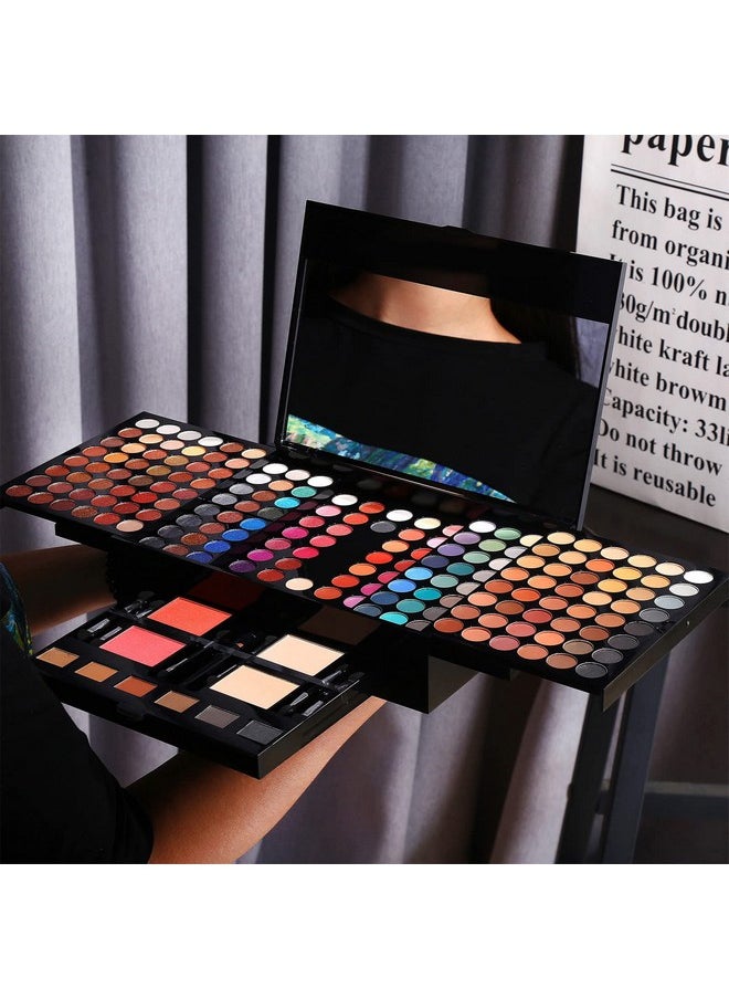 Professional Makeup Kit for Women with Mirror All In One Makeup Gift Set for Teens 180 Color Eyeshadow Palette 2 Blush 2 Powder 1 Eyeliner 4 Eyebrow Make Up Sets Matte Shimmer Mixing Pallet Eye Shadow