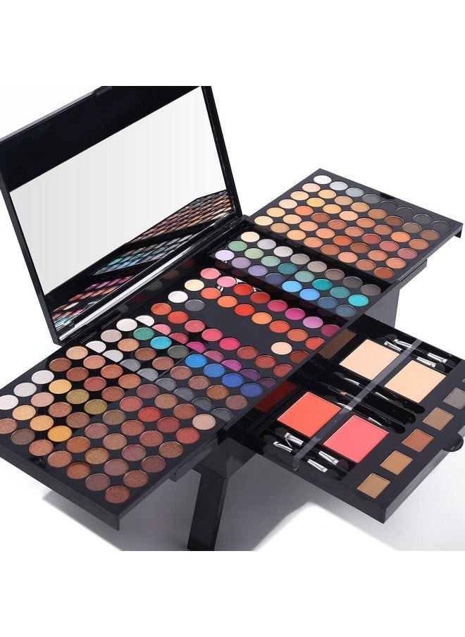 Professional Makeup Kit for Women with Mirror All In One Makeup Gift Set for Teens 180 Color Eyeshadow Palette 2 Blush 2 Powder 1 Eyeliner 4 Eyebrow Make Up Sets Matte Shimmer Mixing Pallet Eye Shadow