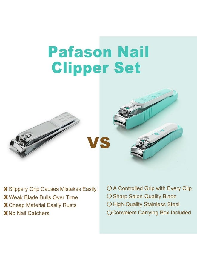 PAFASON Nail Clipper Set with Nail Catcher & Nail File Super Sharp for Fingernail & Toenail Clippers for Men & Women