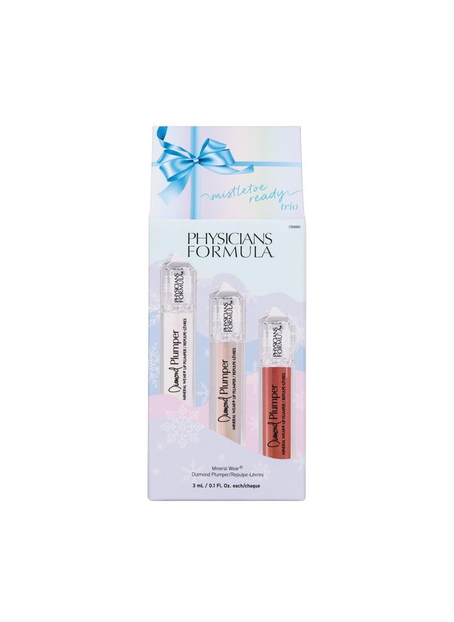 Physicians Formula Mistletoe Ready Trio - Holiday Hydrating Lip Plumper Gift Set with Glossy Finish, Nourishing Infused Ingredients for Fuller Lips, Cruelty Free & Vegan