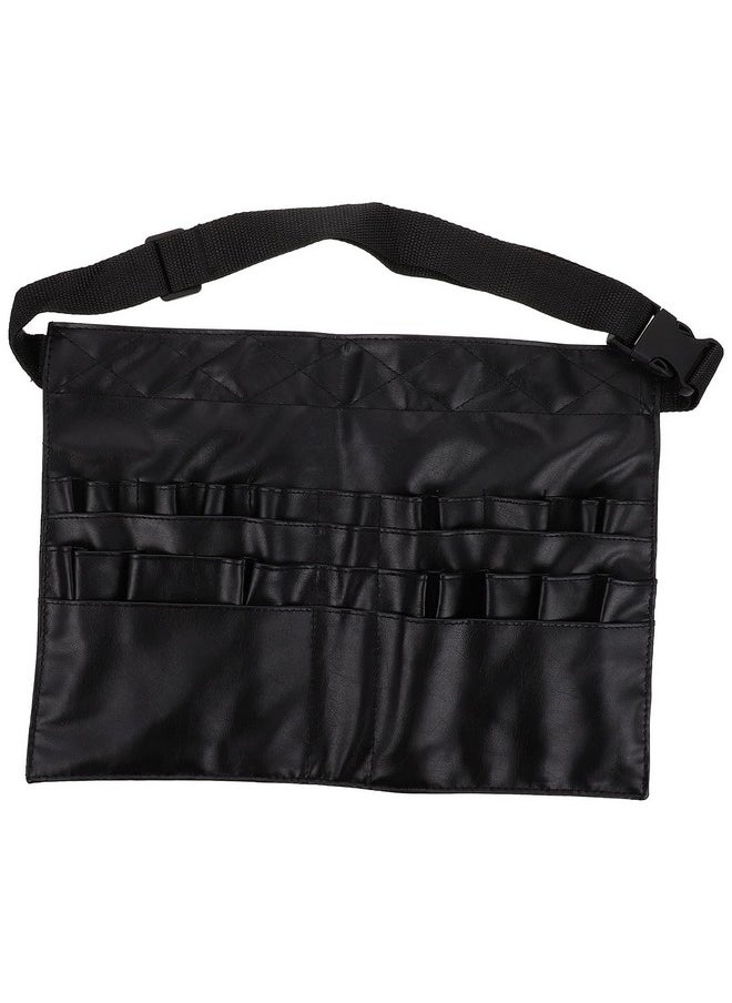 KIRA Folding Makeup Brush Pouch with Artist Belt Strap for Makeup Artist & Makeup Brush Organizer with Premium Leather Pouch for Women (Black)