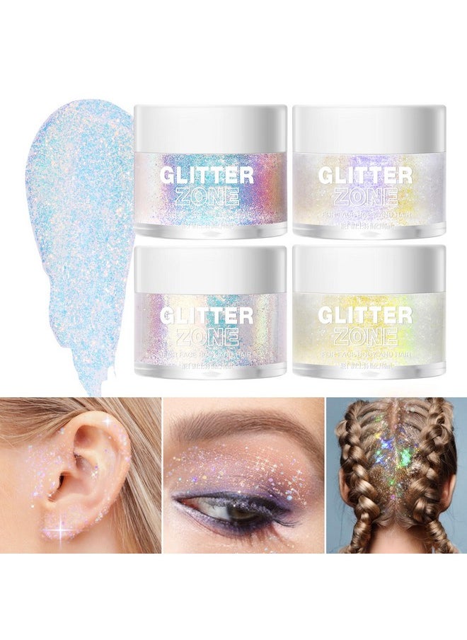 LANGMANNI Holographic Body Glitter Gel for Body, Face, Hair and Lip.Color Changing Glitter Gel Under Light. Vegan & Cruelty Free-1.35 oz (2# Sparkling Pink)