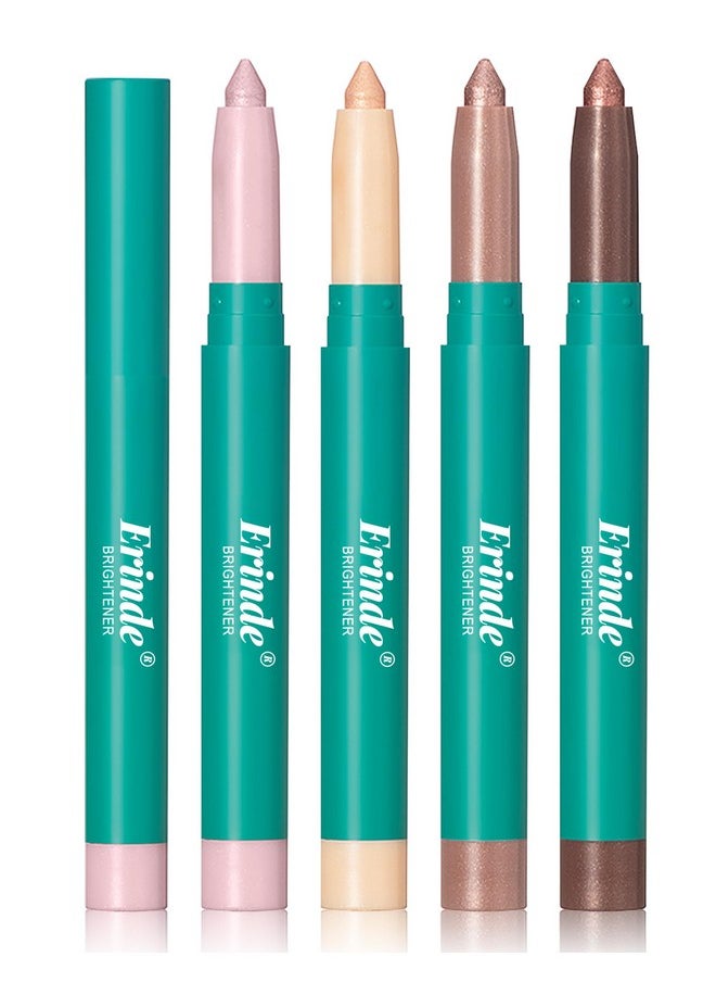 Erinde 4 Colors Eyeshadow Stick, Eye Brightener Stick, Shimmer Creamy Eye Shadow Makeup, Long Lasting Waterproof Glitter Highlighter Eye Liner Pencil Set