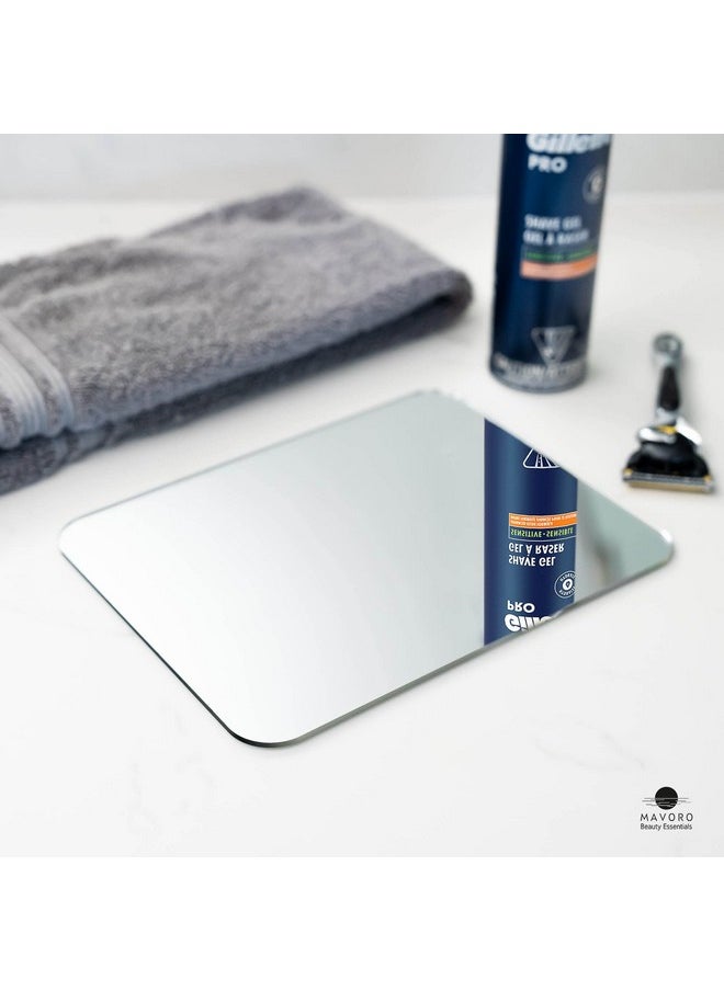 Mavoro Shaving Mirror for Shower - 3M Adhesive Shower Mirror. 7x9in Acrylic Mirror - Unbreakable Mirror with Less Fogging. Sleek Frameless Mirror. Peel and Stick Mirror, Glassless Safety Kids Mirror