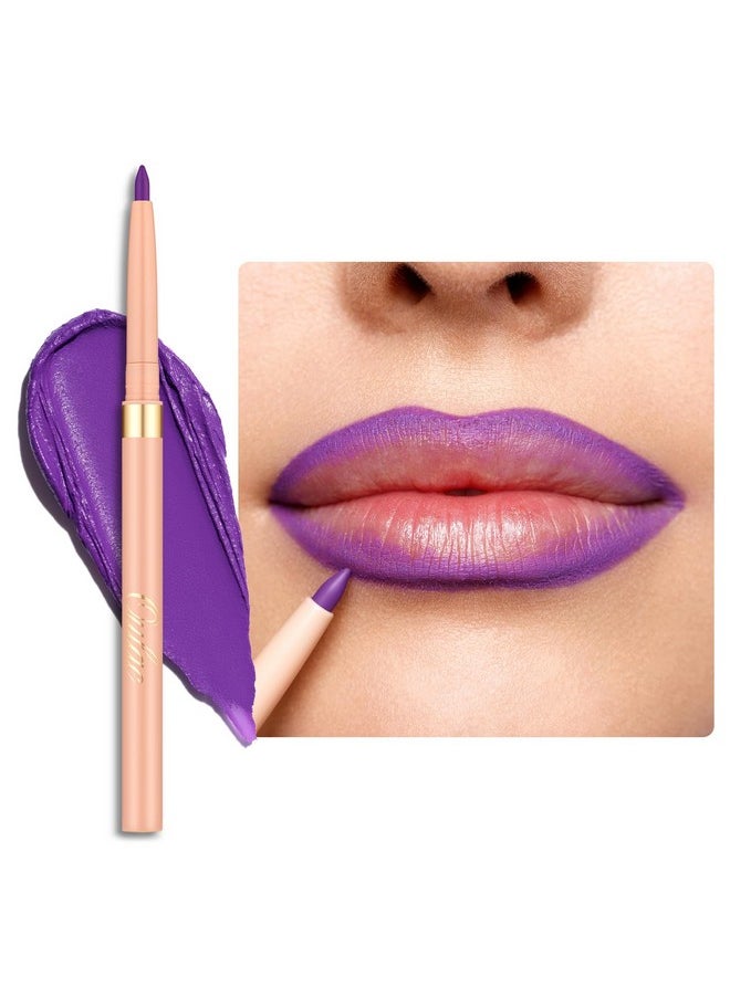 Oulac Matte Purple Lip Liner Pencil, Waterproof Retractable Lipliner Crayon, Smooth and Creamy Long Wearing Lip Makeup, Contour Your Lips, Vegan Beauty, 08 Well-dressed