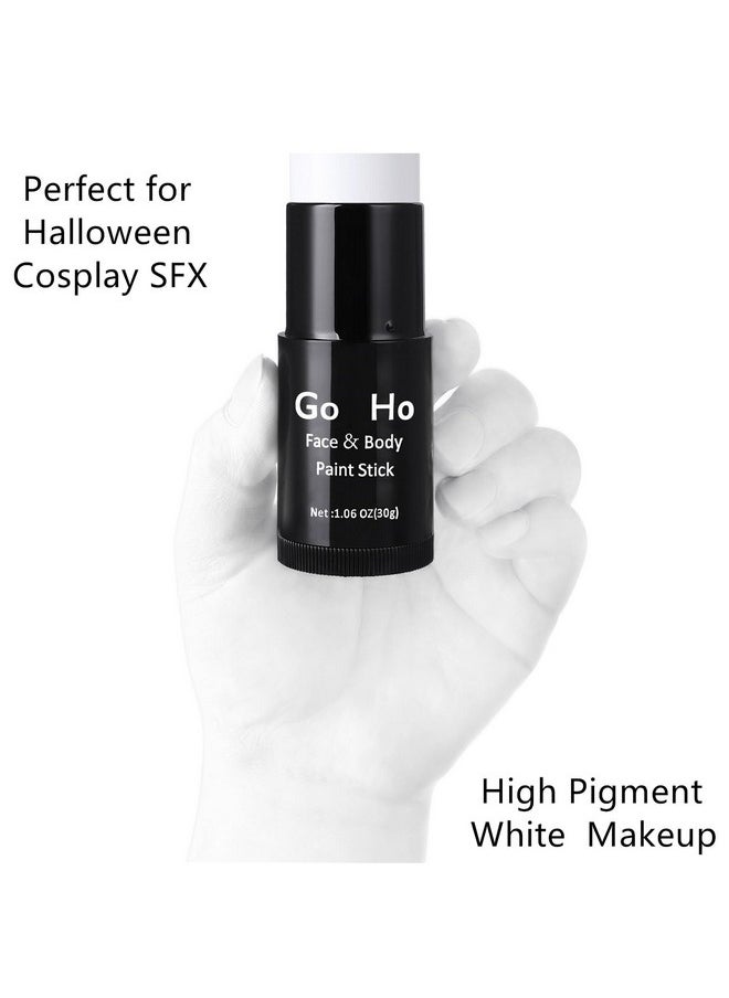 Go Ho Cream-Blendable Clown White Face Paint Stick,Full-coverage Waterproof White Body Paint for Halloween Cosplay Jokester Zombie Vampire Skeleton Clown SFX Makeup,White Eye Black Stick