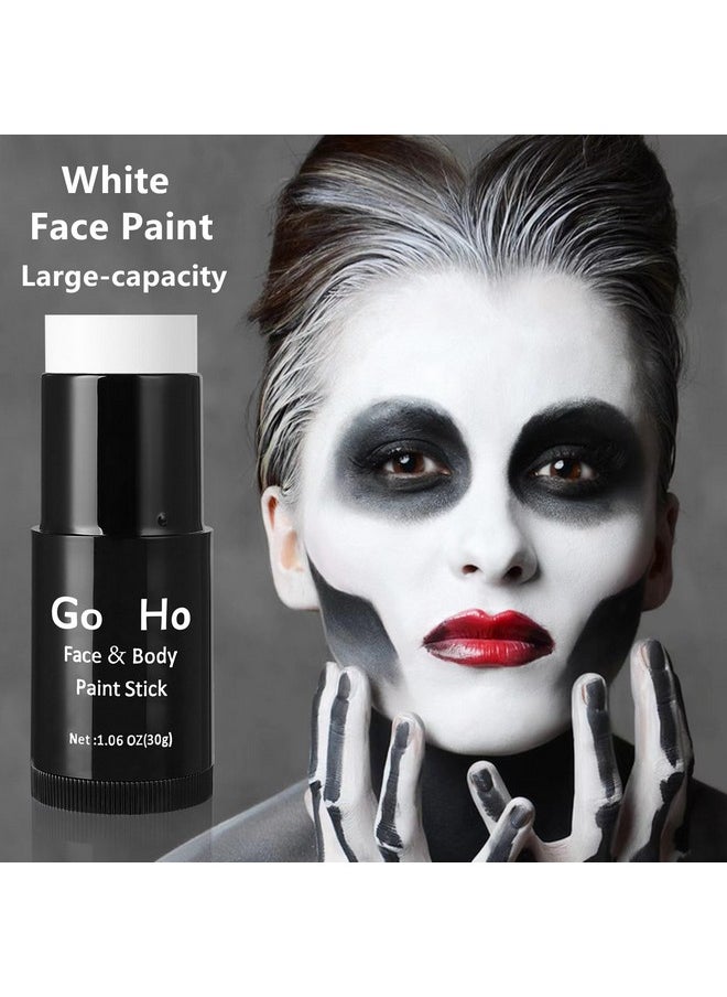 Go Ho Cream-Blendable Clown White Face Paint Stick,Full-coverage Waterproof White Body Paint for Halloween Cosplay Jokester Zombie Vampire Skeleton Clown SFX Makeup,White Eye Black Stick