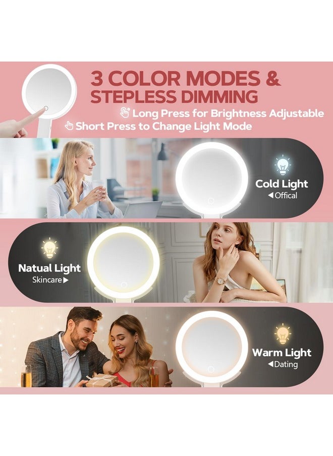 MIYADIVA Lighted Makeup Mirror, 30X Magnifying Mirror with Light and Adjustable Brightness, Hanging and Handheld Mirror with Handle, Portable Travel Makeup Mirror with Lights, Vanity Mirror for Women