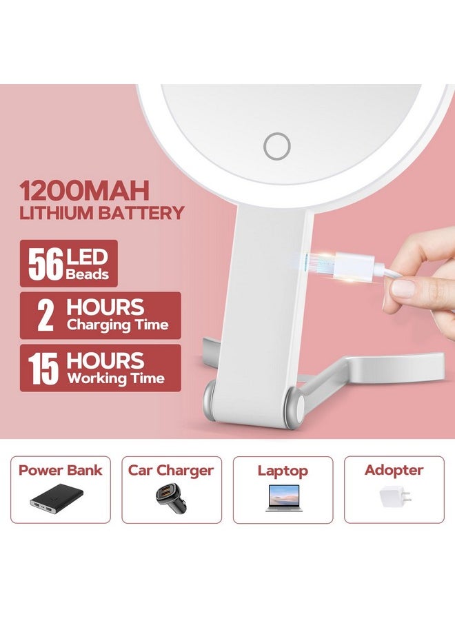 MIYADIVA Lighted Makeup Mirror, 30X Magnifying Mirror with Light and Adjustable Brightness, Hanging and Handheld Mirror with Handle, Portable Travel Makeup Mirror with Lights, Vanity Mirror for Women