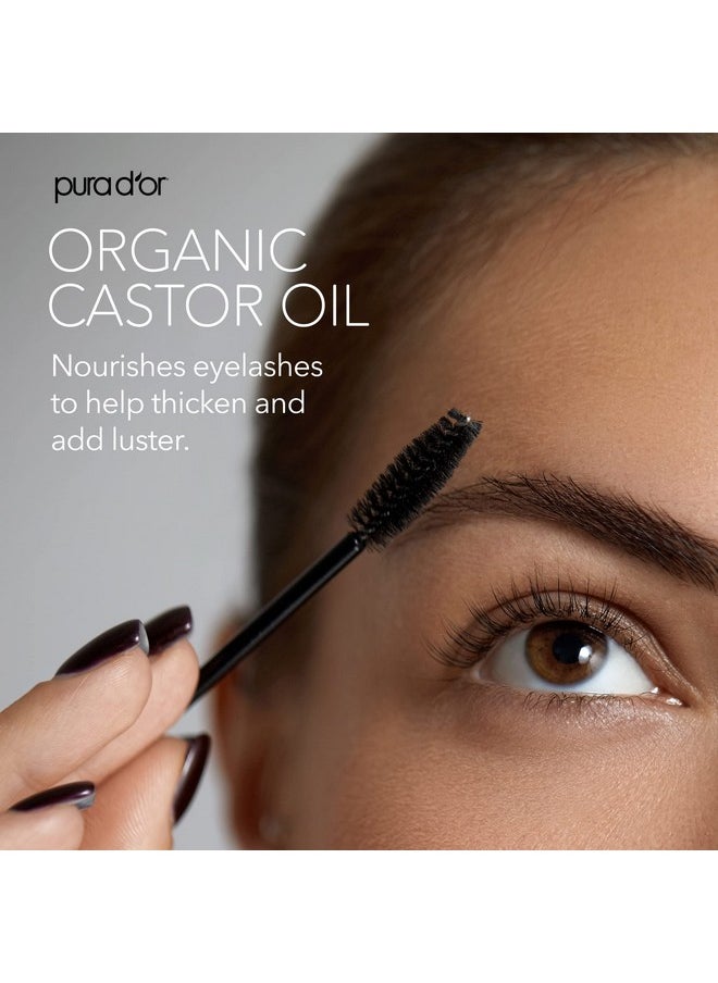 PURA D'OR 4 Oz ORGANIC Castor Oil - 100% Pure USDA Certified Cold Pressed, Hexane Free Eyelash & Eyebrow Serum - For Fuller, Thicker Lashes & Brows - Skin & Hair