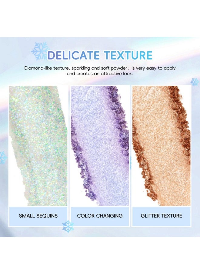 HOSAILY 9 Colors Glitter Eyeshadow Palette, Sparkling Face Eye Shadow Palette Makeup, High Pigment Chameleon Eyeshadow Rainbow Shimmer Highlighter, Long Lasting Waterproof Eye Makeup for Women