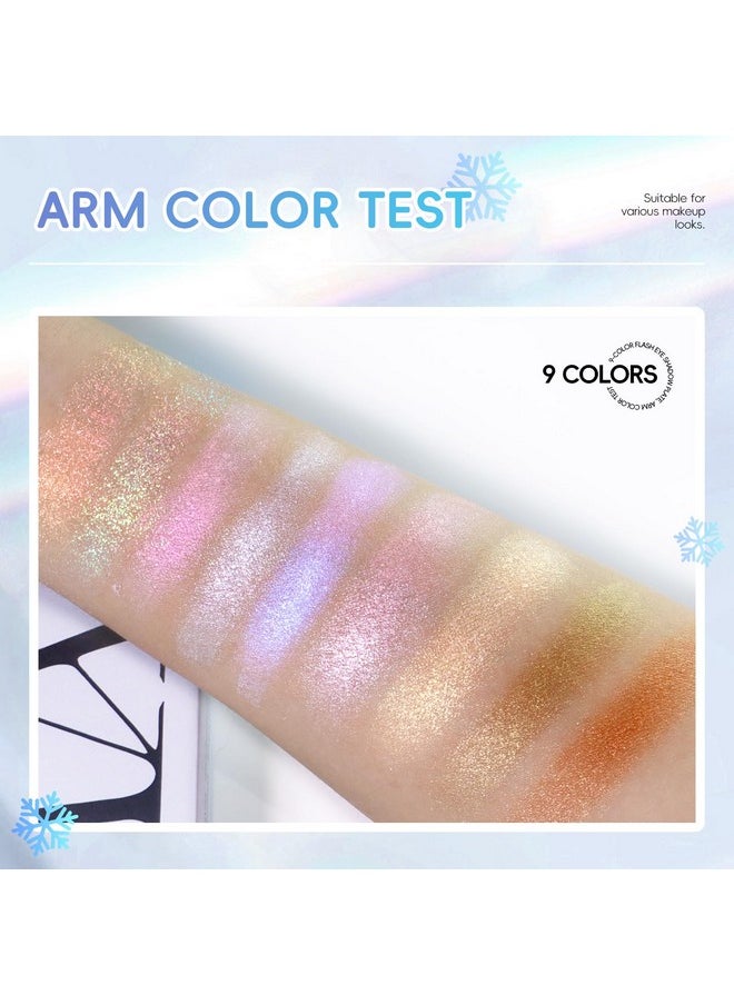 HOSAILY 9 Colors Glitter Eyeshadow Palette, Sparkling Face Eye Shadow Palette Makeup, High Pigment Chameleon Eyeshadow Rainbow Shimmer Highlighter, Long Lasting Waterproof Eye Makeup for Women