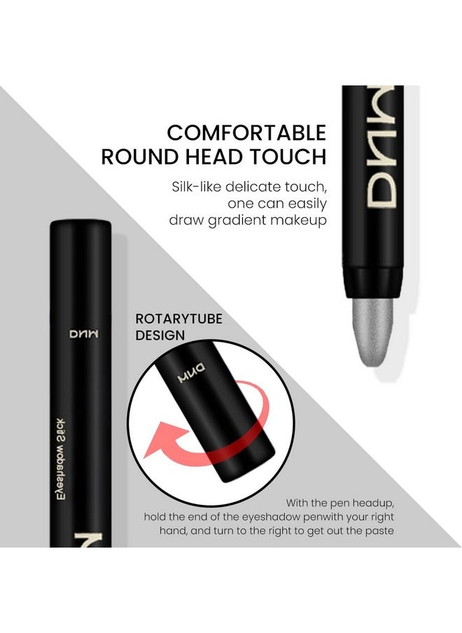 AMY'S DIARY Eyeshadow Pencil Cream Stick 4Pcs Set, Eye Eyeshadow Waterproof Pearl White Black Grey Silver Shimmer Metallic Eyeshadow Crayon Stick Sombras En Crema Para Ojos (Set01)