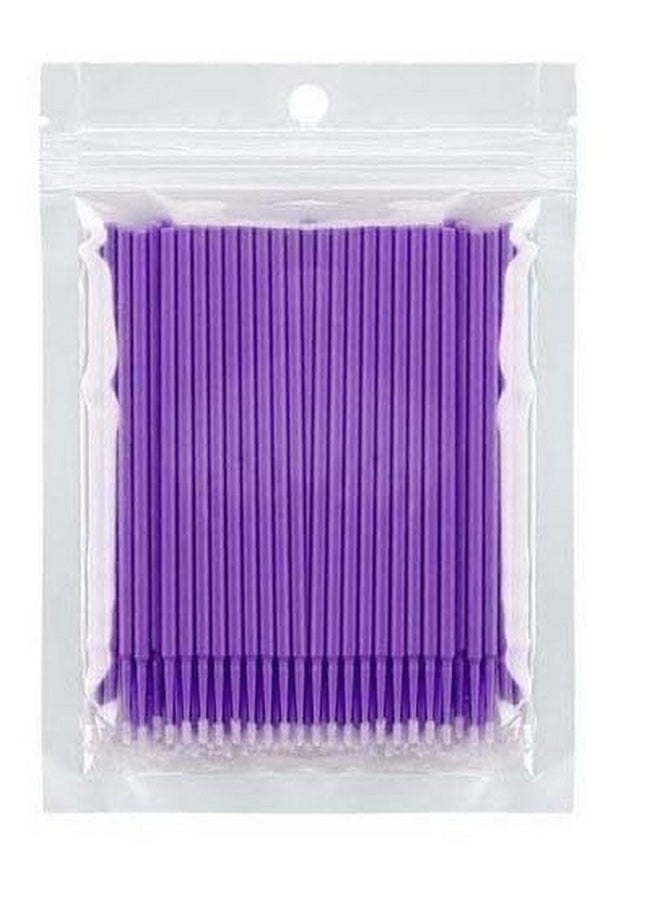 100 pcs Micro Brushes, Microswabs for Eyelash Extensions, Microbrush Applicators Brush, Lash Mascara Wand Cotton Swabs Qtips for Eye Dental Lashes Eyebrow and Personal Care (PURPLE)