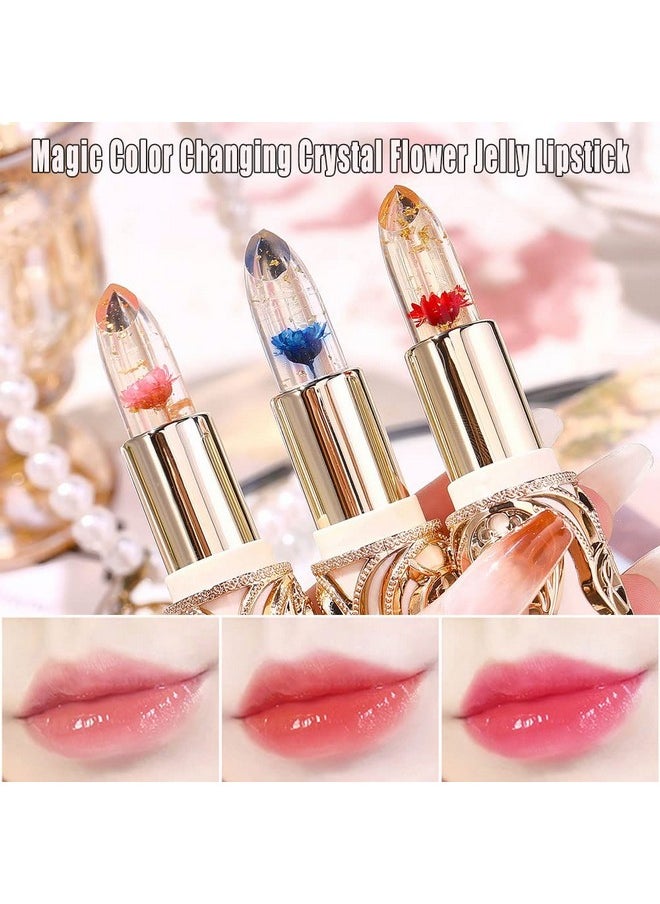 SWETIYOU Crystal Flower PH Lip Balm Color Changing Magic Lipstick Jelly Flower Luxury Lip Balm Mood Lipstick Color Changing Long Lasting Nutritious Lip Gloss Clear Lipstick