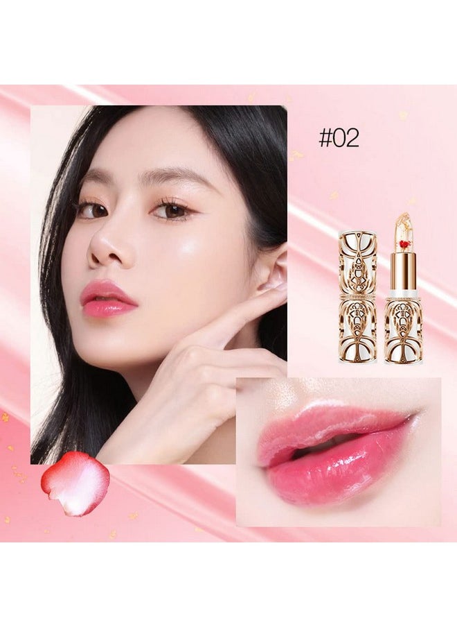 SWETIYOU Crystal Flower PH Lip Balm Color Changing Magic Lipstick Jelly Flower Luxury Lip Balm Mood Lipstick Color Changing Long Lasting Nutritious Lip Gloss Clear Lipstick