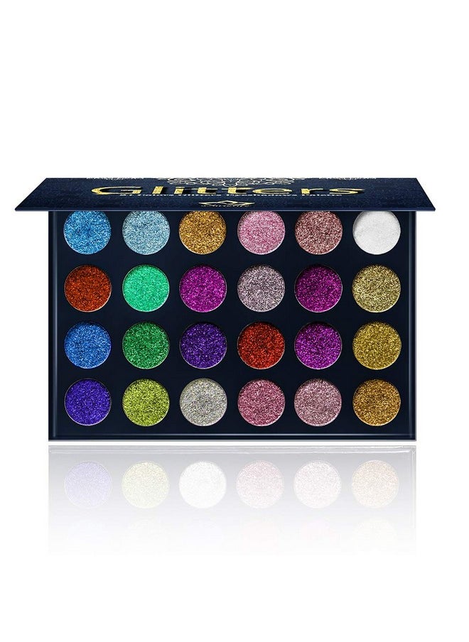 Aolailiya 24 Color Pressed Glitter Eyeshadow Palette - Mineral Ultra Shimmer Makeup Palette Eye Shadow Powder Long Lasting Waterproof