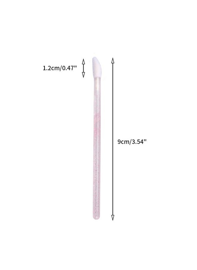 G2PLUS 100PCS Glitter Crystal Lip Brush, Disposable Lip Brushes, Lip Gloss Applicators,Lip Gloss Wands Applicator Perfect Makeup Tool Kits (Pink)