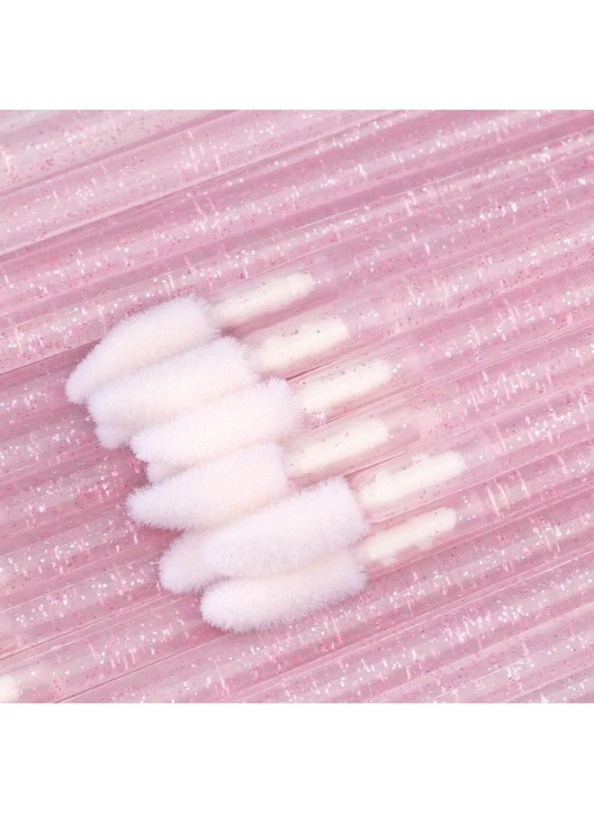 G2PLUS 100PCS Glitter Crystal Lip Brush, Disposable Lip Brushes, Lip Gloss Applicators,Lip Gloss Wands Applicator Perfect Makeup Tool Kits (Pink)