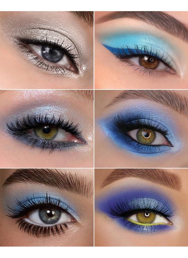 HOOMUSS Blue Eyeshadow Matte Palette 8Color Long Lasting Teal Eyeshadow for Cool Tone Makeup, Shimmery Eye Looks, High Pigmented & Easy to Blend (Blue)