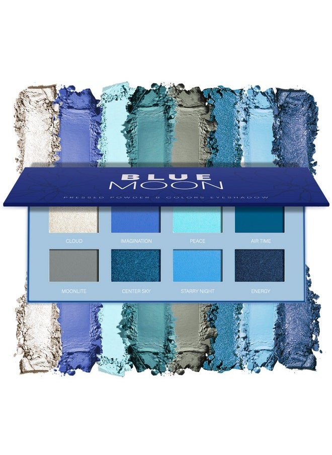 HOOMUSS Blue Eyeshadow Matte Palette 8Color Long Lasting Teal Eyeshadow for Cool Tone Makeup, Shimmery Eye Looks, High Pigmented & Easy to Blend (Blue)