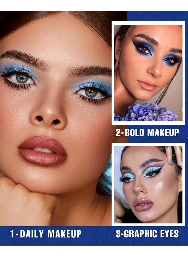 HOOMUSS Blue Eyeshadow Matte Palette 8Color Long Lasting Teal Eyeshadow for Cool Tone Makeup, Shimmery Eye Looks, High Pigmented & Easy to Blend (Blue)
