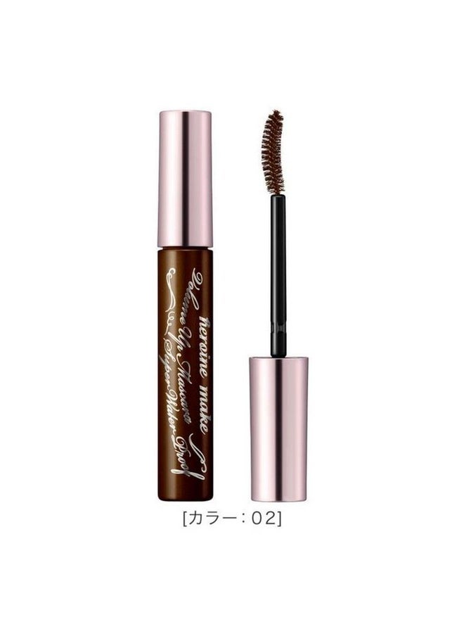 HEROINE MAKE by KISSME Volume UP Mascara Super Waterproof WP 02 Brown | with Ultra Volumizing for Even Long-Lasting and Curl Eyelash for Women