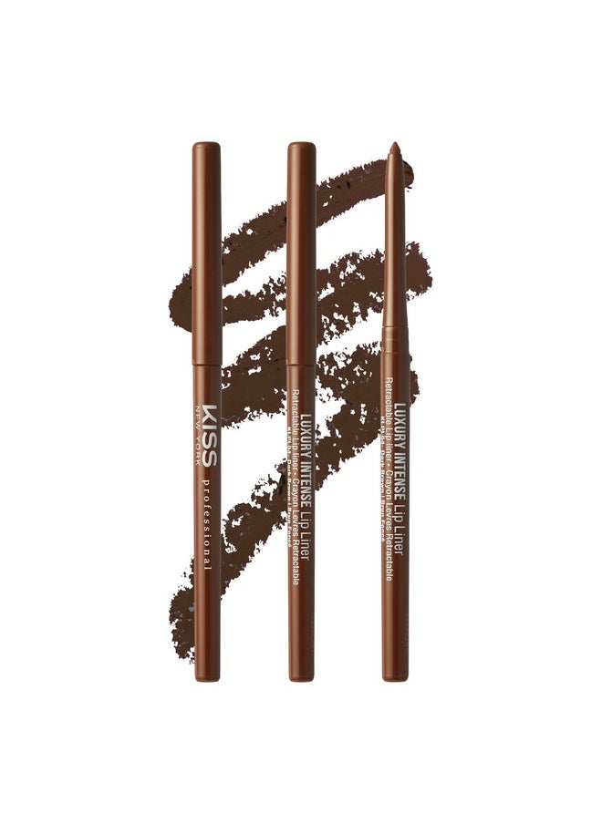KISS New York Professional Lip Liner, Long-Lasting Luxury Intense Lipliner, Creamy Retractable Easy to Use Richly Pigmented Lip Liner Pencil 3 PCS (Dark Brown)