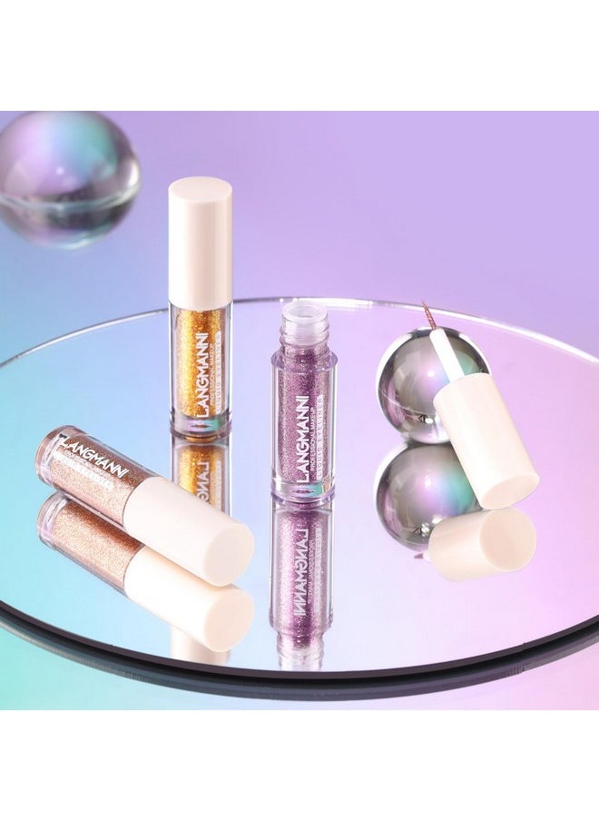 LANGMANNI 10Pcs Liquid Glitter Eyeshadow Korean Makeup Set, Shimmer,Pigmented,Long Lasting,Quick Drying,Easy to Apply Crystals Glitter Eyeshadow (10pcs Set)