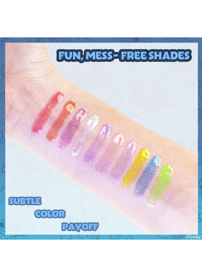 Townley Girl Disney Stitch 10 Piece Plant Based Lip Gloss, Girls Party Favors, First Makeup Set for Girl, Perfect for Parties, Sleepovers, and Birthday Gifts, Ages 3