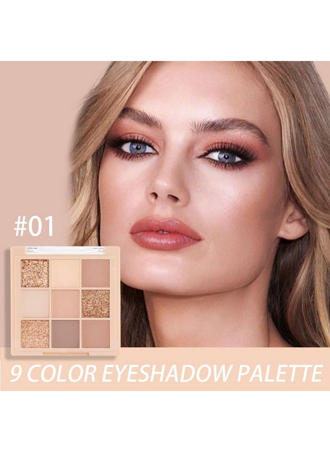 AMY'S DIARY Matte Shimmer Eye Shadow Palette Makeup,Eyeshadow Long Lasting Waterproof Cruelty-Free, 9 Blendable Shades in Smooth Matte and Shimmer Finishes with Gorgeous Pearls for Girls (01#)