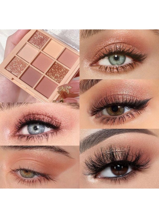 AMY'S DIARY Matte Shimmer Eye Shadow Palette Makeup,Eyeshadow Long Lasting Waterproof Cruelty-Free, 9 Blendable Shades in Smooth Matte and Shimmer Finishes with Gorgeous Pearls for Girls (01#)