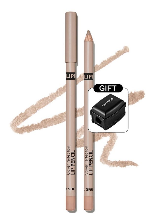 قلم تحديد الشفاه THESAEM Cover Perfection - مكياج رفيع وسهل الدمج، محدد شفاه كريمي غير لامع، يدوم طويلاً مع مبراة مدمجة (06 شوفان)