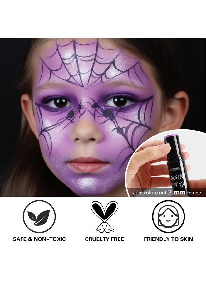 BOBISUKA Light Purple Face Body Paint Stick Water Based Face Painting Kit Eye Black Sticks for Sports Quick Drying Foundation Makeup for Halloween Ursula Dabi Widowmaker Cosplay SFX Costume Party