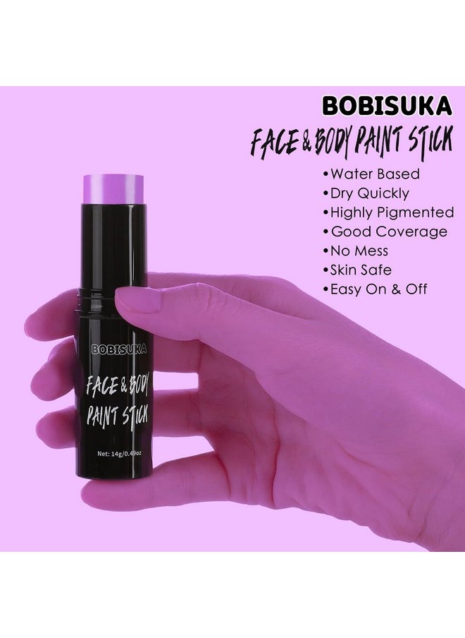 BOBISUKA Light Purple Face Body Paint Stick Water Based Face Painting Kit Eye Black Sticks for Sports Quick Drying Foundation Makeup for Halloween Ursula Dabi Widowmaker Cosplay SFX Costume Party