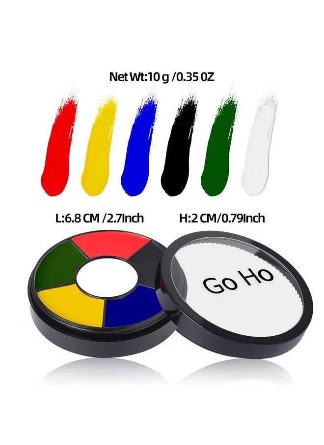 Go Ho 6 Colors Face Body Paint for Halloween Makeup,White &Black &Red&Yellow&Green&Royal Blue Face Paint,Waterproof Professional USA Flag Face Painting,Halloween Cosplay SFX Makeup Palette