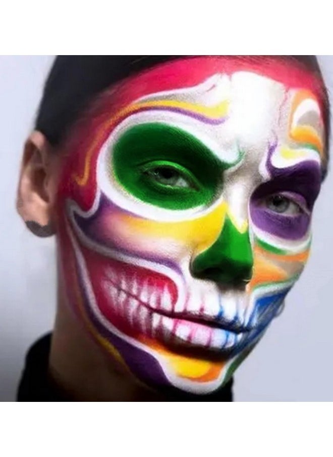 Go Ho 6 Colors Face Body Paint for Halloween Makeup,White &Black &Red&Yellow&Green&Royal Blue Face Paint,Waterproof Professional USA Flag Face Painting,Halloween Cosplay SFX Makeup Palette