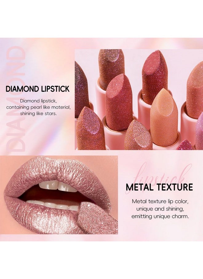 HOSAILY Metallic Brown Lipstick Long Lasting, High Shine Glitter Diamond Creamy Lipstick Transfer Proof, Shimmer High Impact Lip Color Full Coverage Non Stick Cup Lightweight Lip Makeup for Women#9
