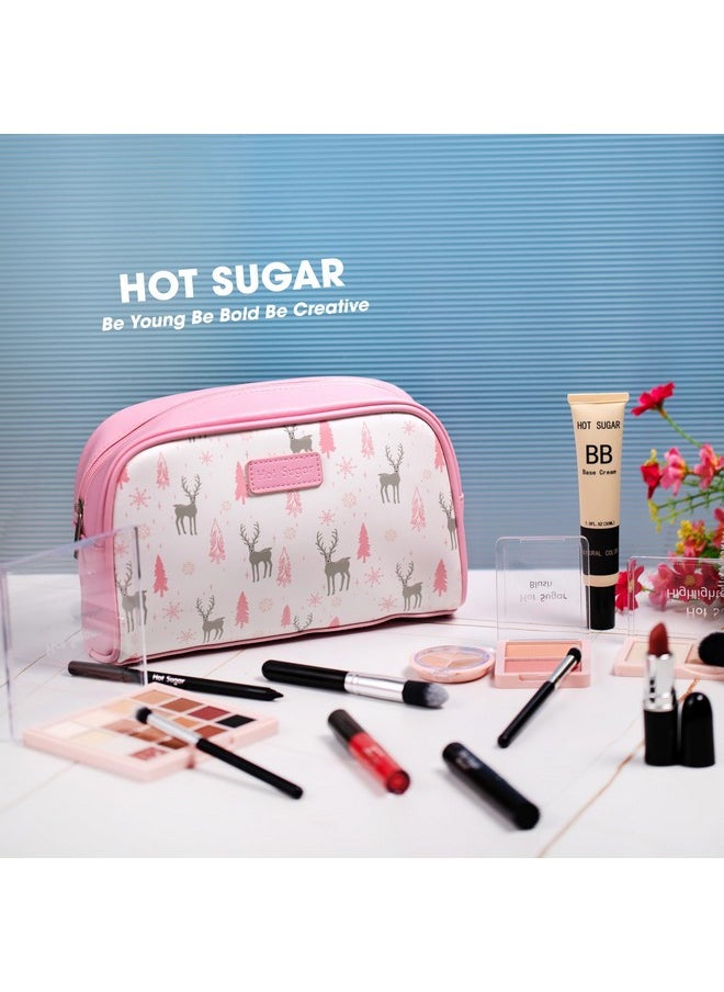 Hot Sugar Travel Makeup Kit All in One, Makeup Kit for Women Full Kit, Makeup Gift Set for Beginners and Professionals with Cosmetic Bag (Pink)