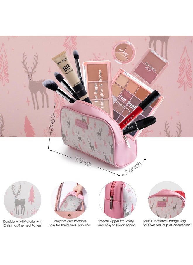 Hot Sugar Travel Makeup Kit All in One, Makeup Kit for Women Full Kit, Makeup Gift Set for Beginners and Professionals with Cosmetic Bag (Pink)