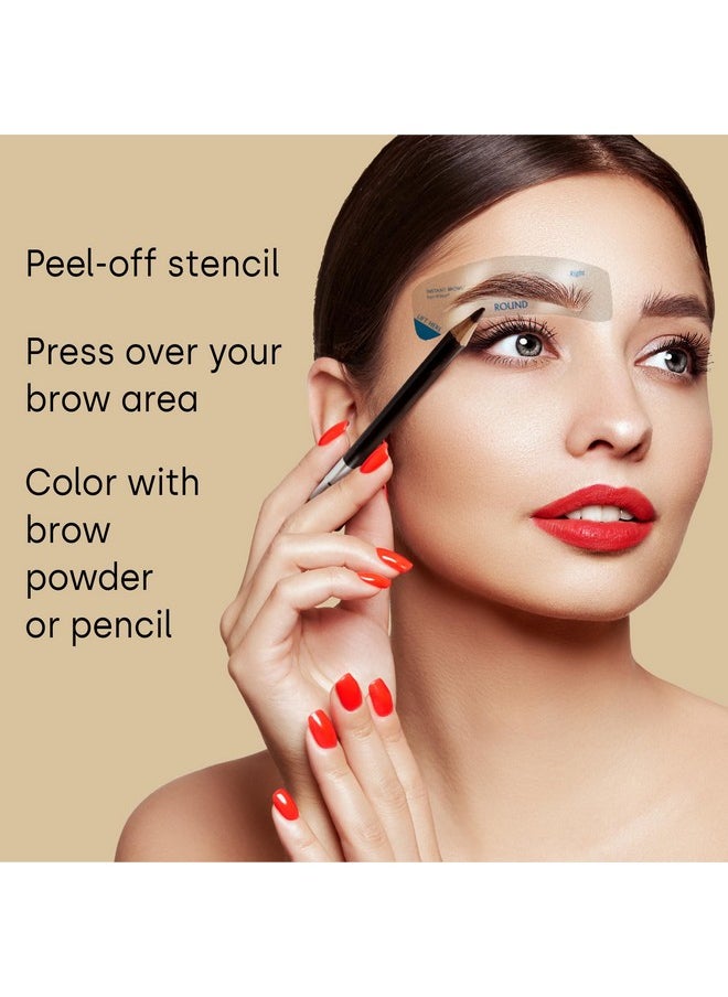 Fran Wilson Instant Brows Makeup Tool: Adhesive Stencils for Perfectly Shaped Brows, Easy to Use, Ideal for Beginners and Pros - Round