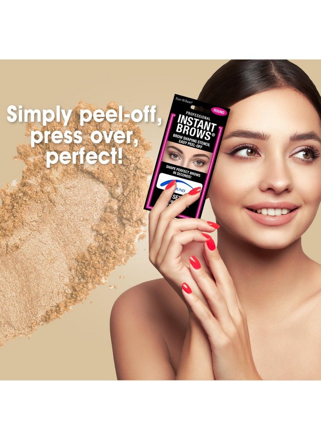 Fran Wilson Instant Brows Makeup Tool: Adhesive Stencils for Perfectly Shaped Brows, Easy to Use, Ideal for Beginners and Pros - Round